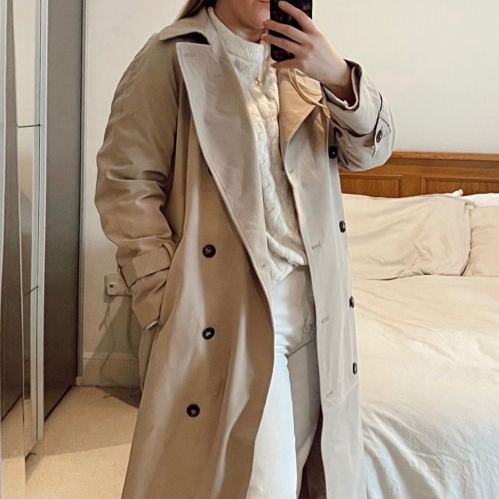 Double Breasted Cotton Trench Coat, size XL